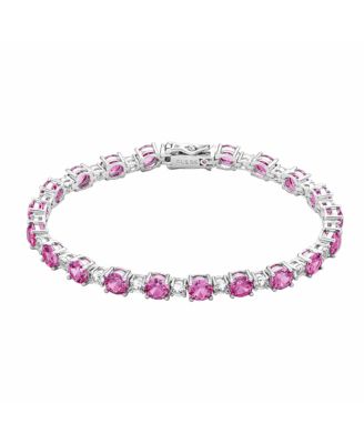 SUZY LEVIAN NEW YORK Sterling Silver Round-Cut Sapphire Alternating Rythm Tennis Bracelet