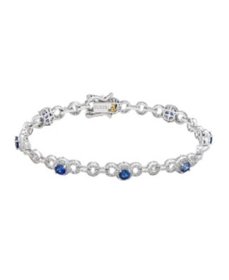 Браслет Sterling Silver Sapphire Halo Pave Link Tennis