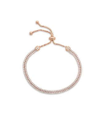 Браслет Suzy Levian New York Sterling Silver Double-Strand Pave Cubic Zirconia Adjustable Bolo Tennis