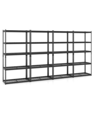 SUGIFT Set of 4 5-Tier Heavy-Duty Metal Shelving Units with Adjustable Wire Racks