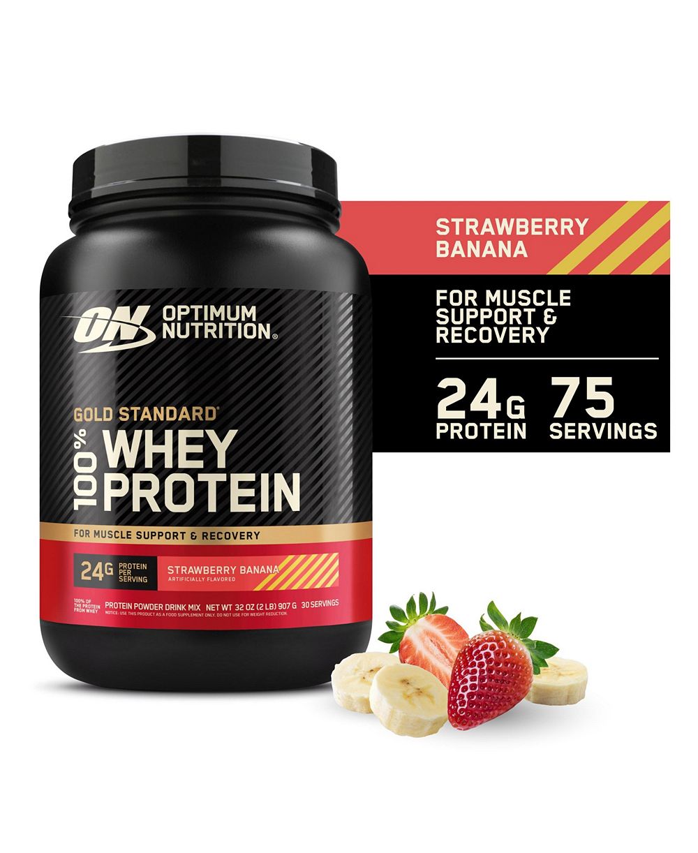 Optimum Nutrition Gold Standard 100% Whey протеин, Strawberry Banana, 2 lb