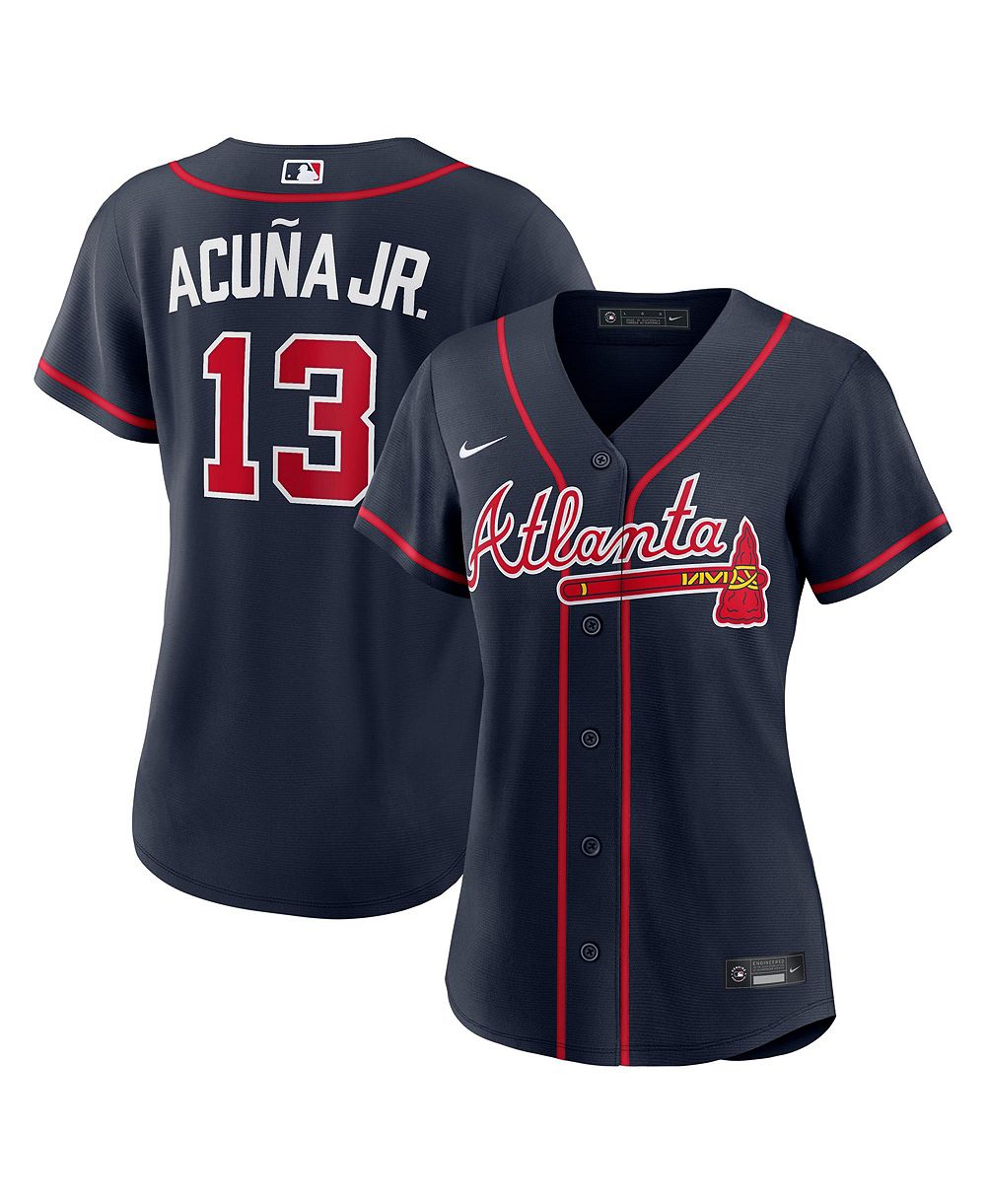 Nike Женская джерси Atlanta Braves Ronald Acuña Jr. Navy Alternate Replica