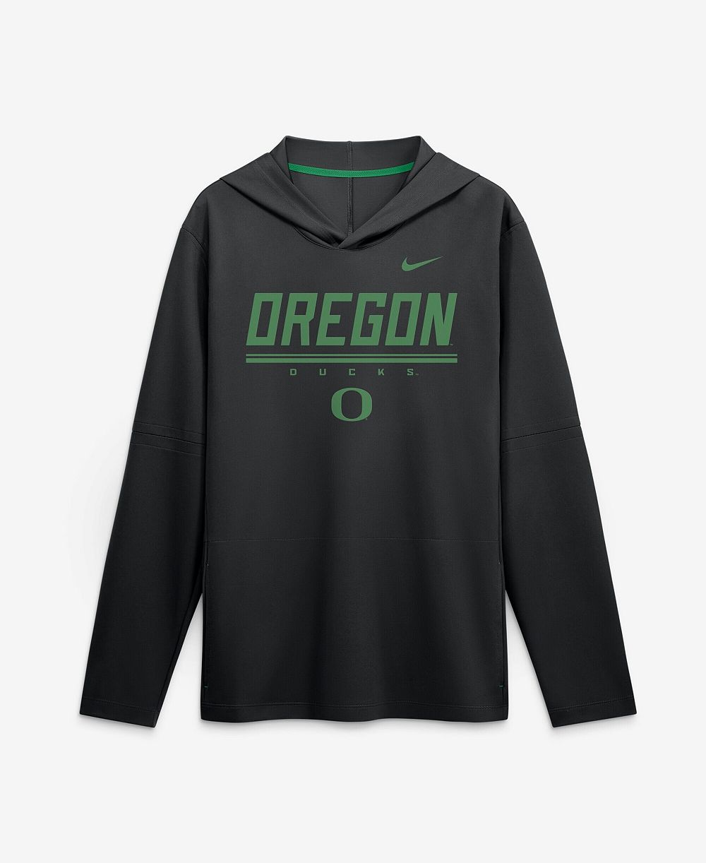 Мужская худи Nike Black Oregon Ducks 2026 Sideline Lightweight Long Sleeve Dri-FIT