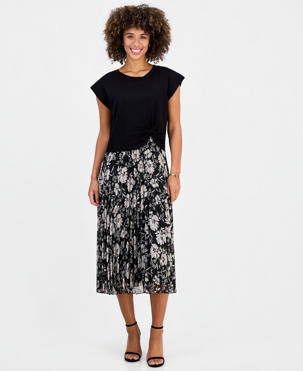 Robbie Bee Женское платье A-Line Midi Floral-Print Pleated