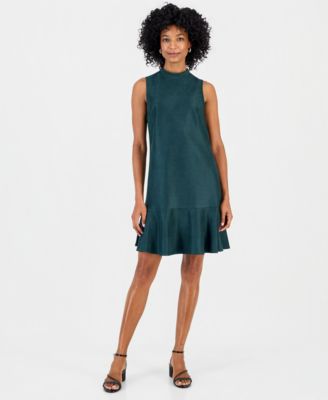 Robbie Bee Women's Faux Suede Flounce-Hem Dress