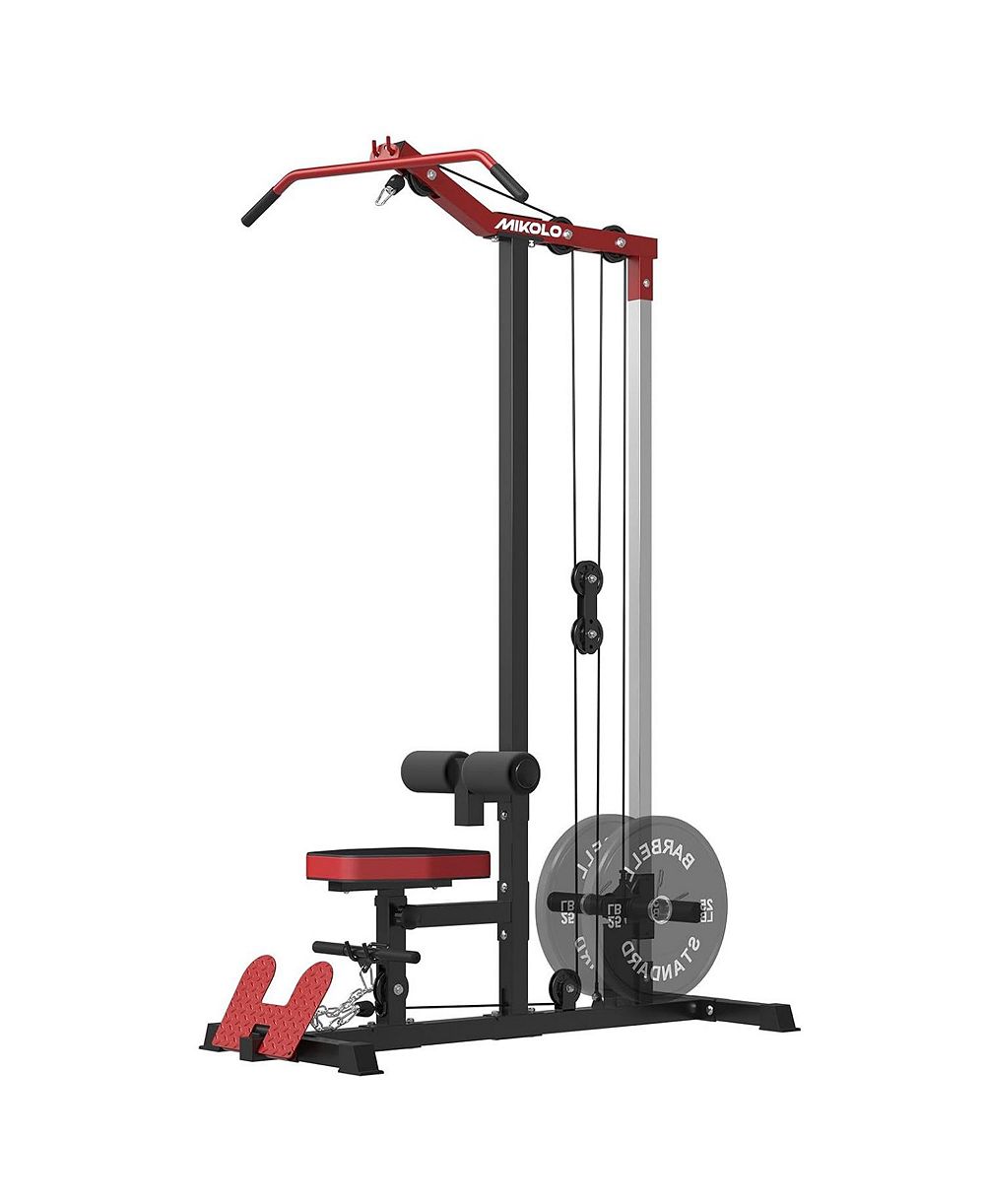 Mikolo Lat Pulldown and Cable Row Machine – Home Gym Lat Tower with Leg Hold Down Attachment and Cable Row Attachment