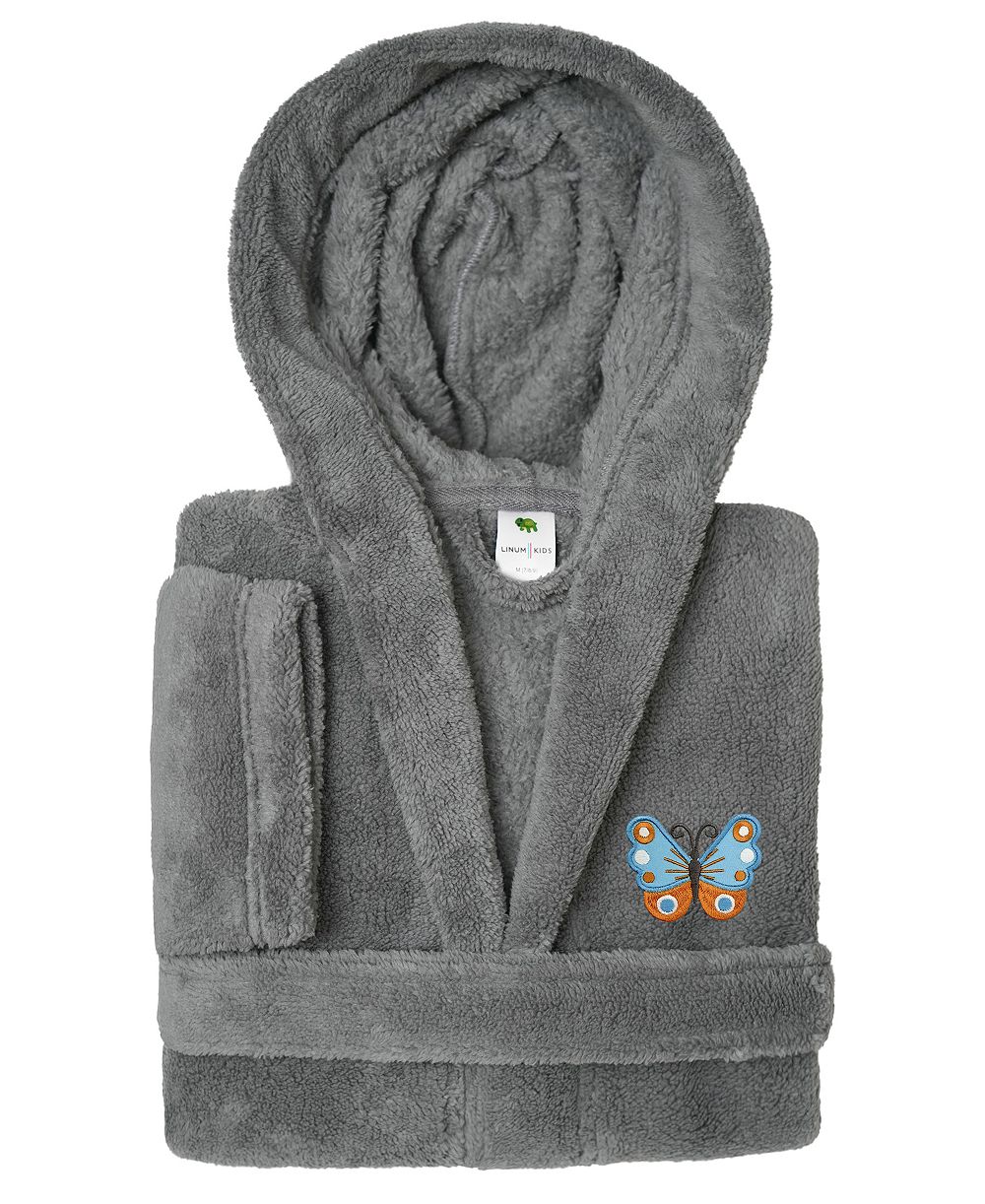 Linum Home Детский махровый халат с капюшоном Butterfly Super Plush