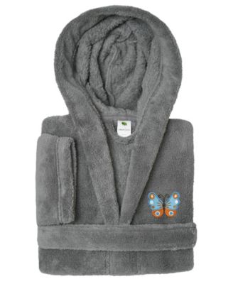 Linum Home Kids Butterfly Super Plush Double-Brushed Hooded Bathrobe