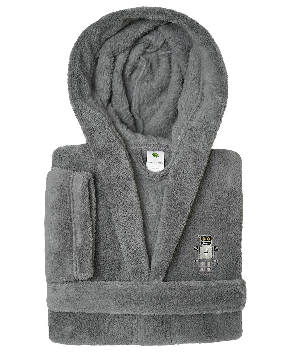 Детский махровый халат Linum Home Kids Robot Super Plush Double-Brushed Hooded