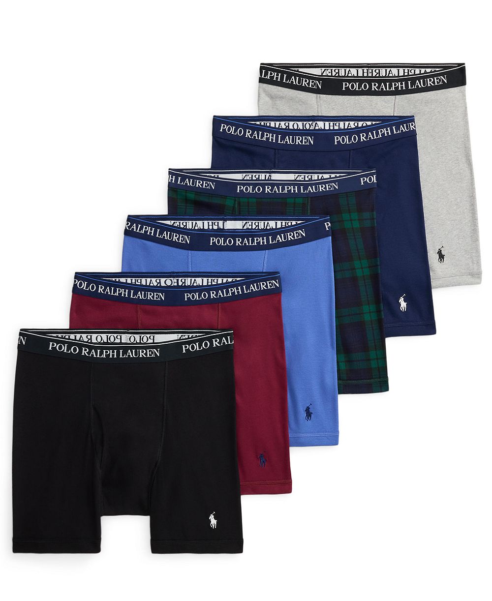 Мужские хлопковые боксеры Polo Ralph Lauren классического кроя, 6 штук