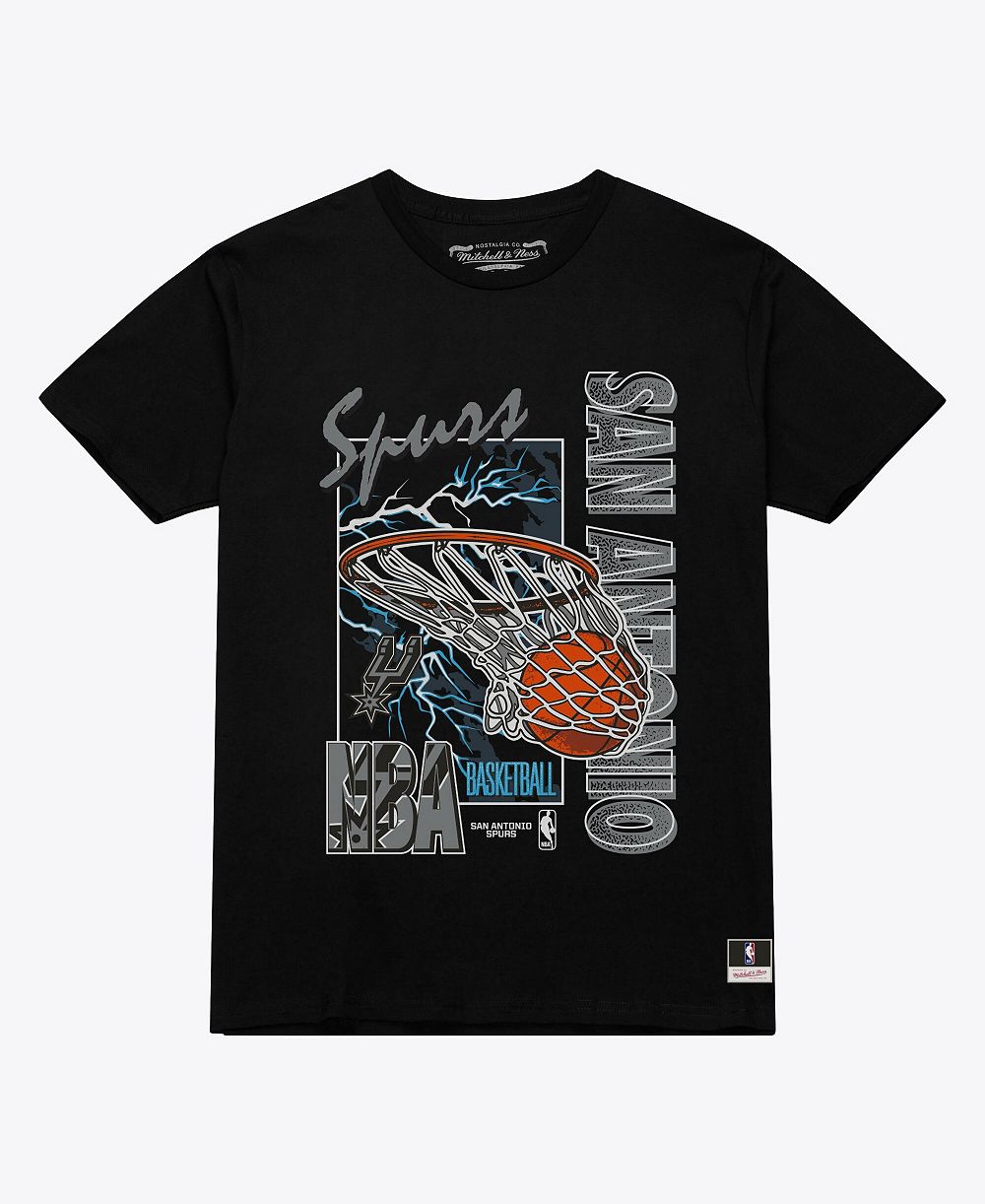 Мужская футболка Mitchell & Ness Black San Antonio Spurs Lightning Swish