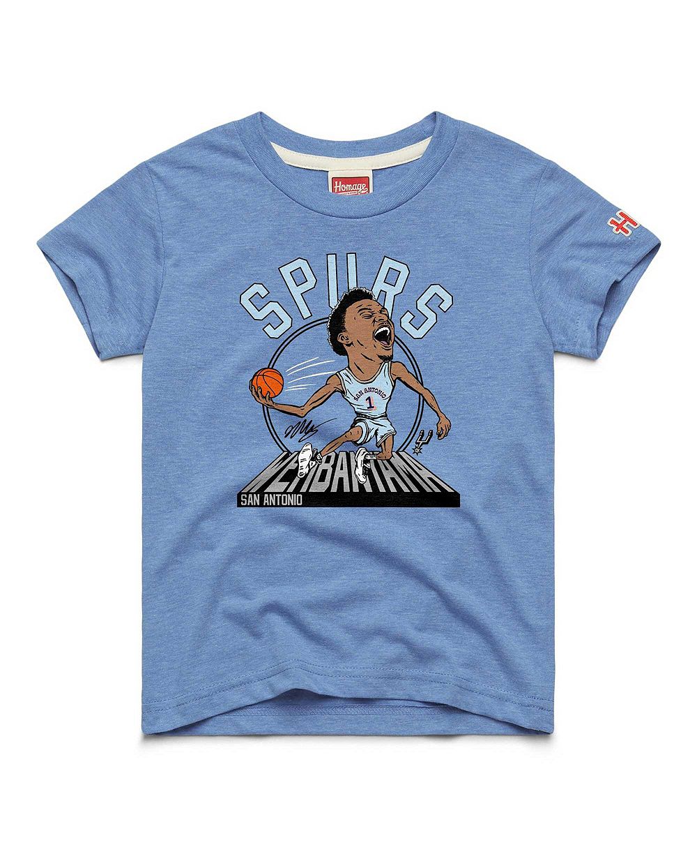 Homage Big Boys and Girls Victor Wembanyama Light Blue San Antonio Spurs Caricature Tri-Blend T-Shirt