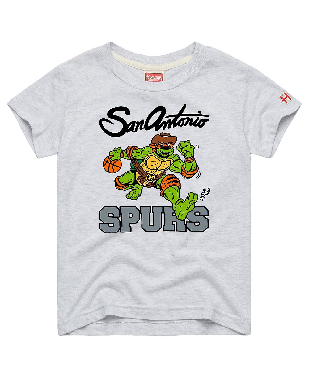 Детская футболка Homage Toddler Ash TMNT Michelangelo x San Antonio Spurs Tri-Blend