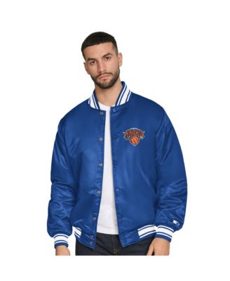 Starter Men's Blue New York Knicks Final Buzzer Satin Varsity Full-Snap Jacket