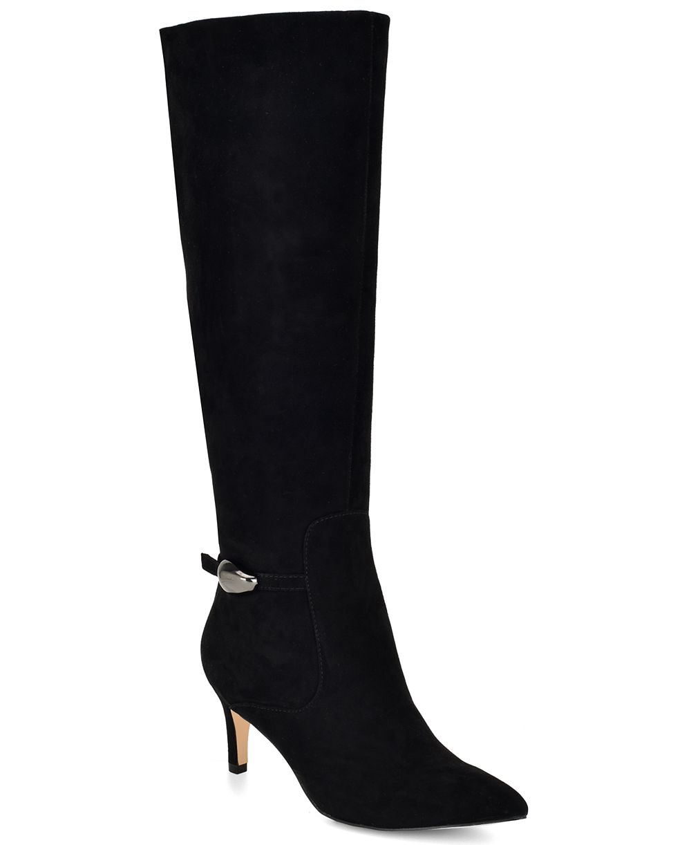 Nine West Women's Salla Suede Tall Kitten Heel Boots