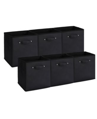 homfan 6-Pack Foldable Fabric Storage Bins with Faux Leather Handles, Cube Organizer Baskets for Shelves and Closet