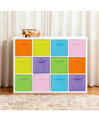 homfan 12-Pack Collapsible Fabric Storage Cubes, 11 Inch Foldable Bins with Handles, Macaron Colors, for Shelves, Closet, Kids Room