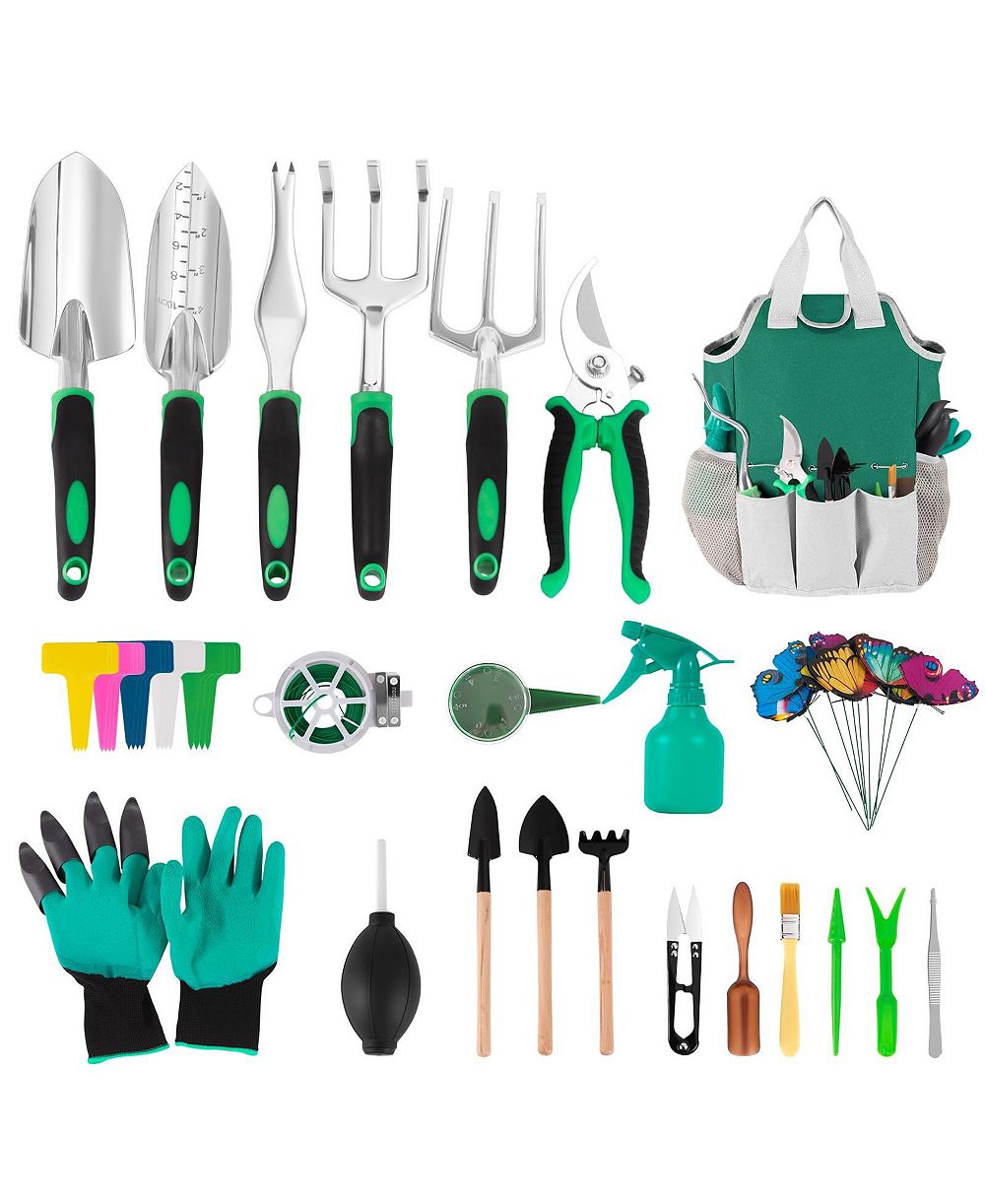 XDOVET Garden Tool Set 9 Succulent 6 Aluminum Tools Kit Gloves Watering Can Line Label