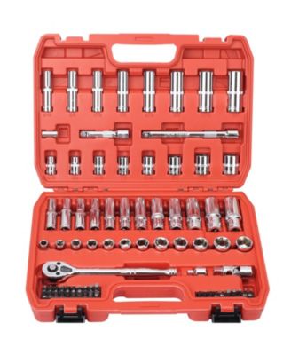 XDOVET 3/8inch  Drive Socket Set Ratchet Wrench Metric SAE Auto Repair