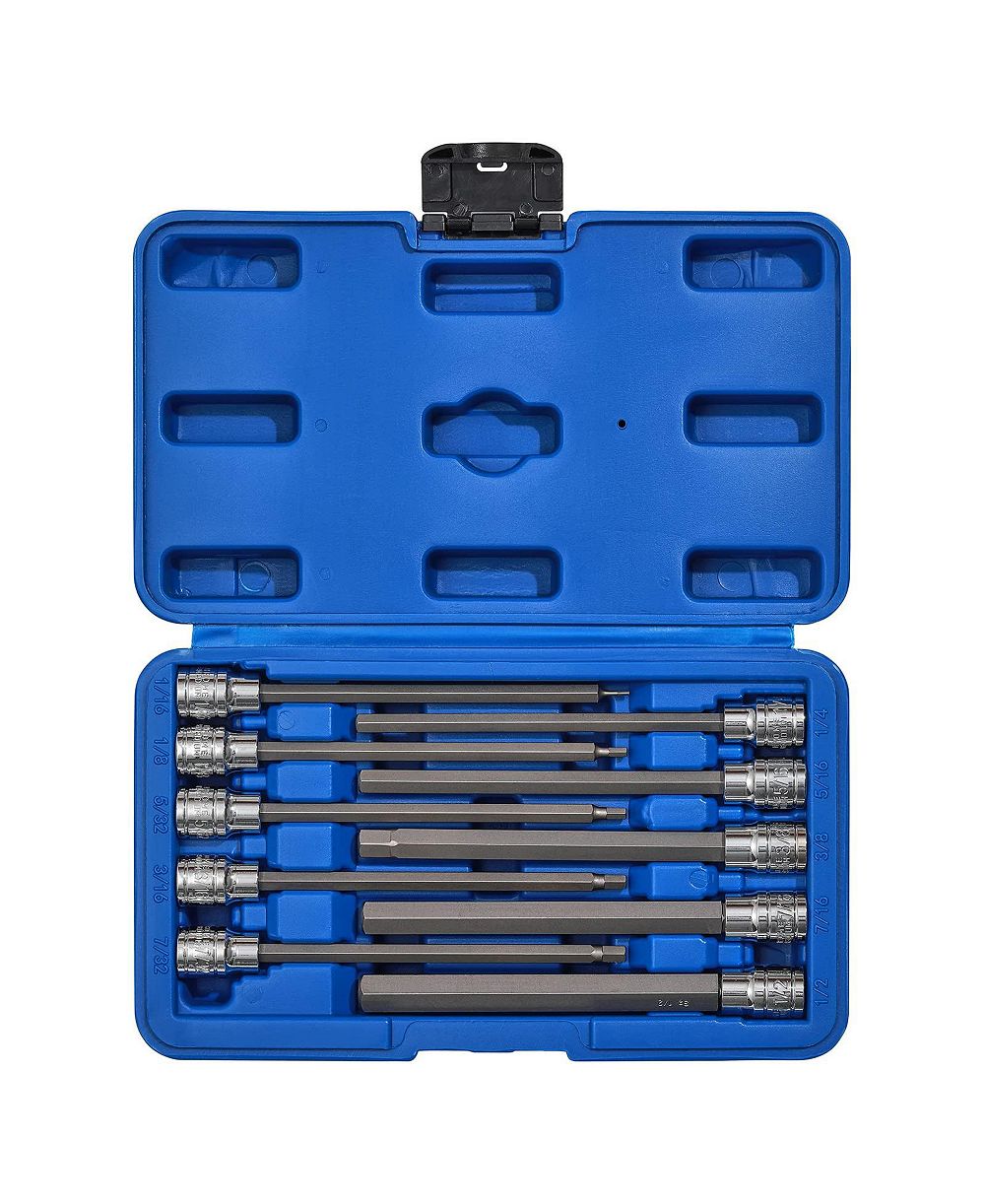 XDOVET набор торцевых головок Hex Bit Socket Set 3/8inch Drive SAE 1/16-1/2inch CR-V S2 Steel 10pieces