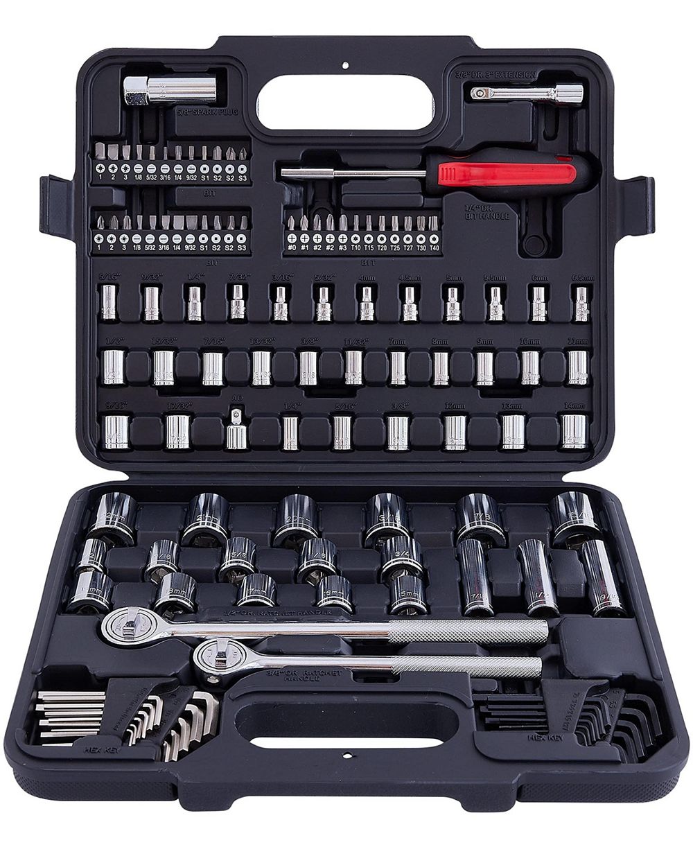 XDOVET Socket Wrench Set 1/2inch  3/8inch  Drive Ratchets SAE Metric Sockets Deep Spark Plug Bits Hex Keys Auto Repair Tool Kit