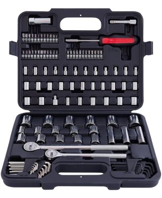 XDOVET Socket Wrench Set 1/2inch  3/8inch  Drive Ratchets SAE Metric Sockets Deep Spark Plug Bits Hex Keys Auto Repair Tool Kit