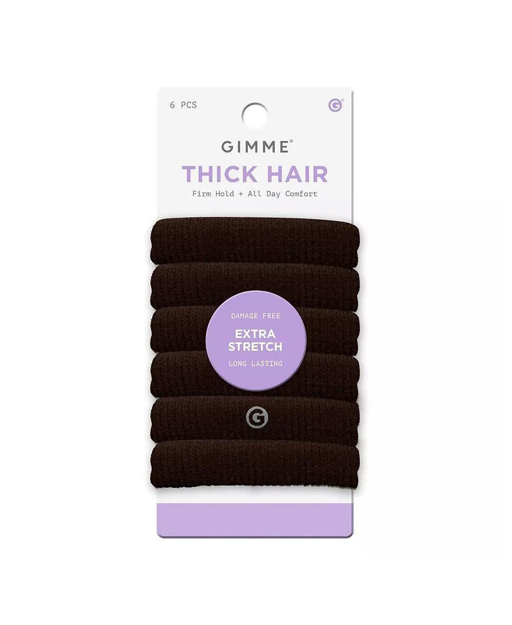 GIMME Beauty Thick Hair Extra Stretch Bands - Patent-Pending Design for Maximum Hold - Premium Ties for Thick and Curly Hair - 6 Pack