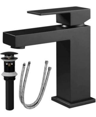 Смеситель BUSDAYS Brass Bathroom Single Handle Square Vanity с выдвижным сливом и шлангами