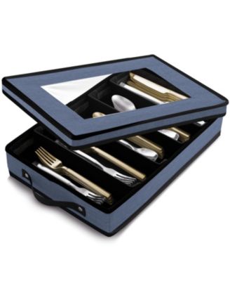 StorageBud Flatware & Utensil Storage, Durable Silverware Storage Box with Padded Dividers
