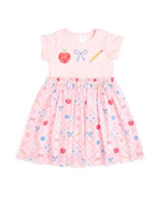 Sweet Wink Toddler Girls Back To School Trellis Short Sleeve Tutu Dress