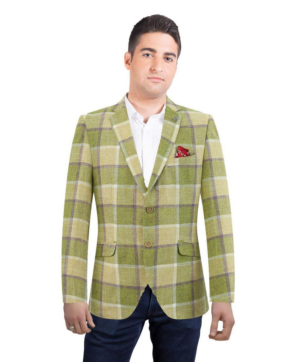 Мужской приталенный спортивный блейзер Elie Balleh Plaid Slim Fit