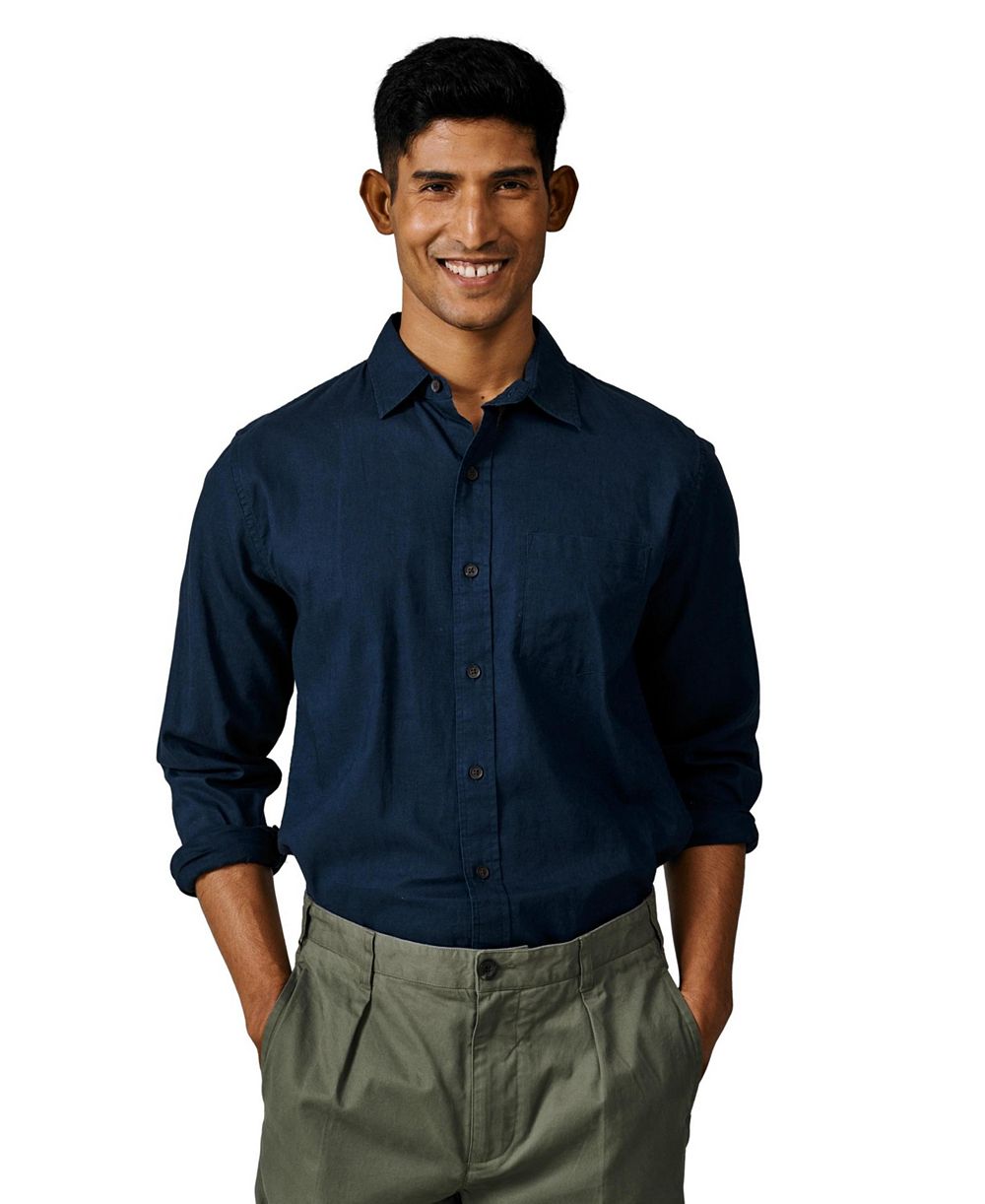 Aubin Men's Grainsby Linen Cotton Relaxed Shirt