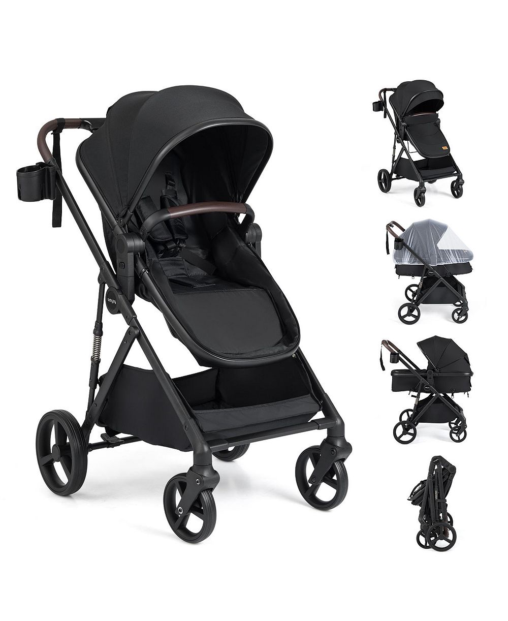 Gymax 2 in 1 Baby Stroller with Bassinet Mode with Reversible Seat Adjustable Canopy