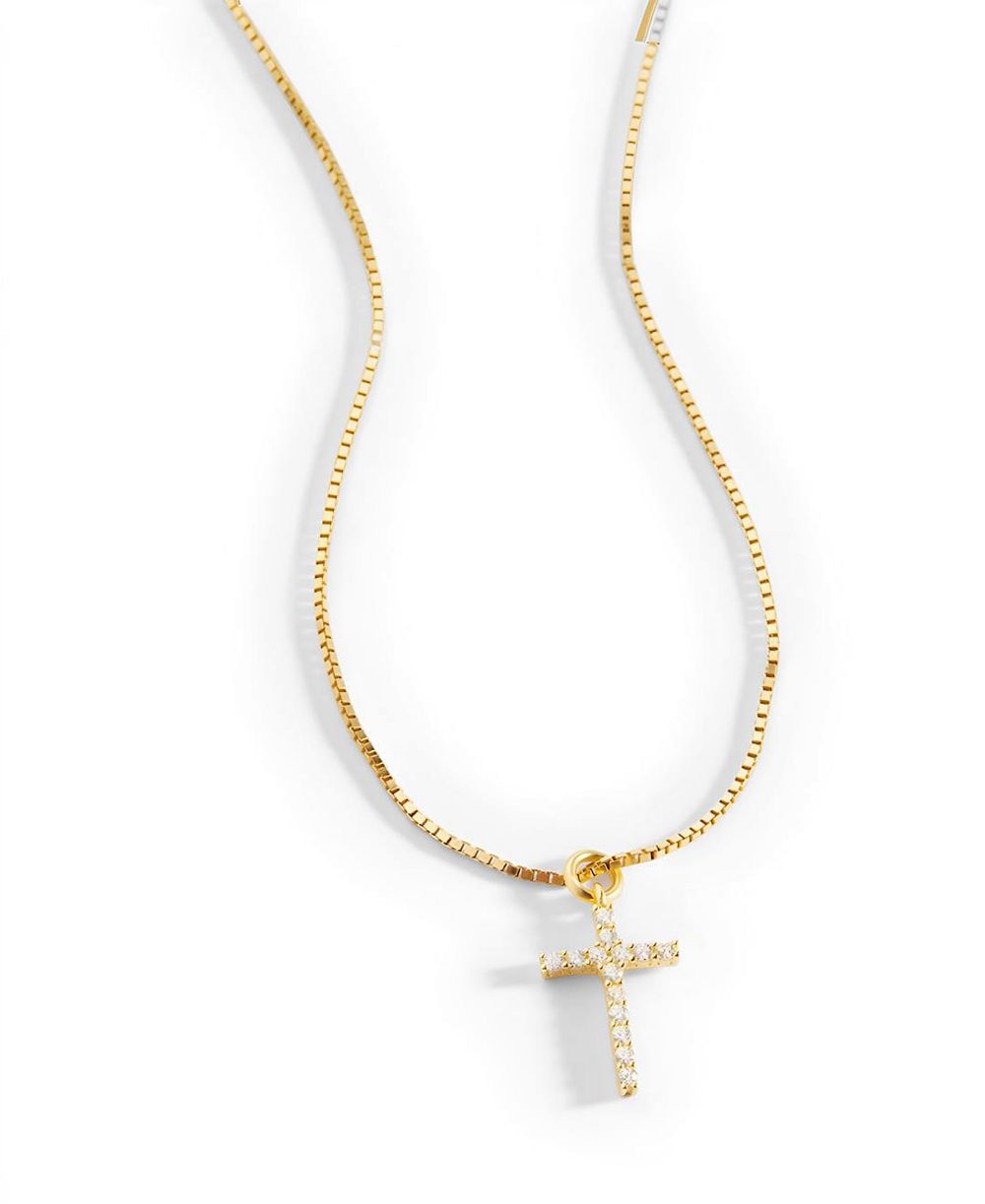Колье Mint & Lily Pave Cross в 18k Gold Plated Sterling Silver