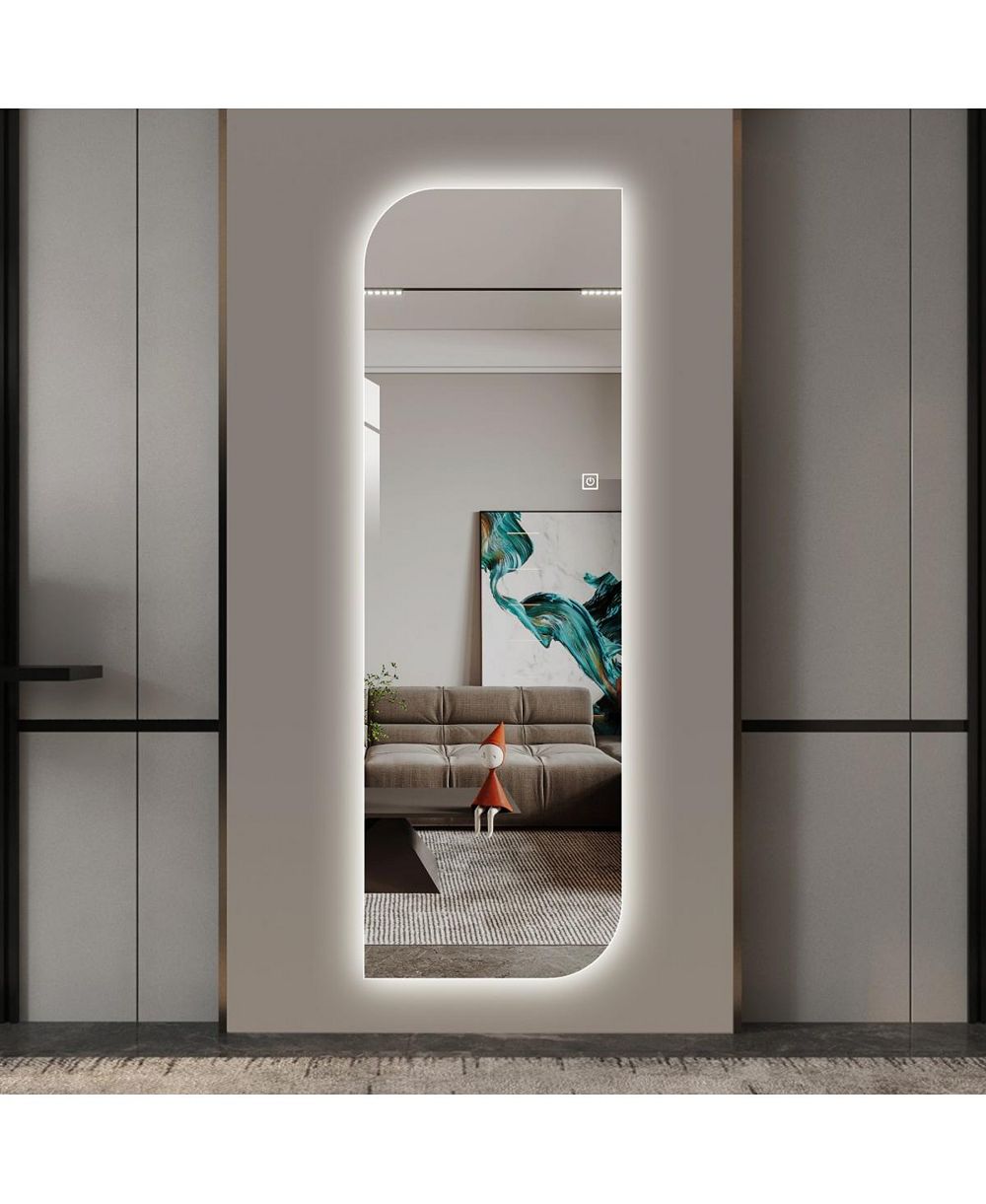LAOTIES 65" x 21" Irregular LED Full Length Wall Mirror with Light, Modern Vanity Mirror for Bedroom and Dressing Room