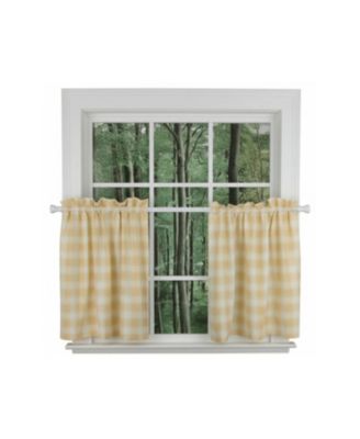Ellis Curtain Country Check Tailored With 1.5inch  Rod Pocket Window Tiers Butter