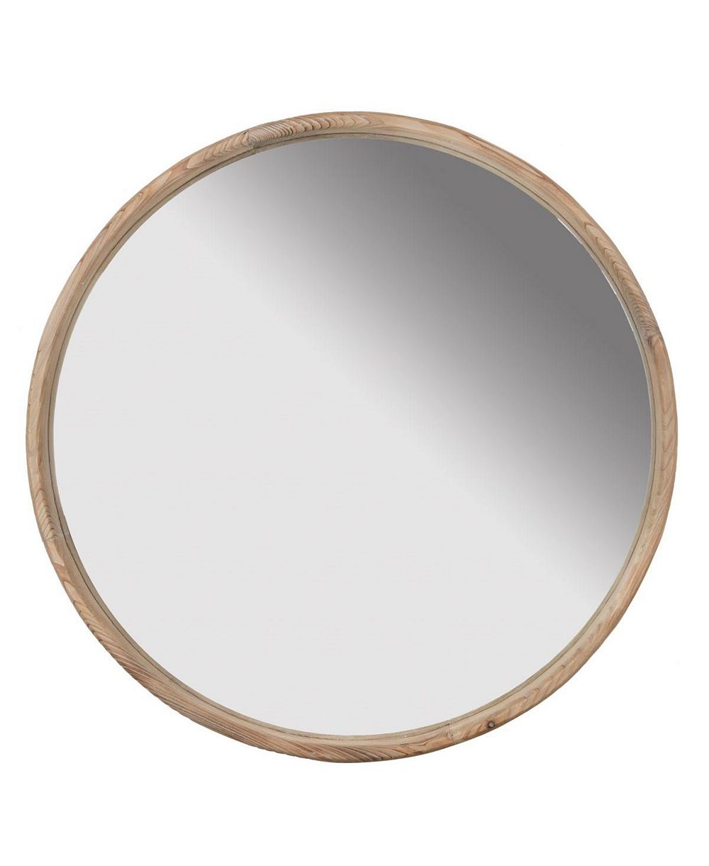 Круглое деревянное настенное зеркало LAOTIES 28" Rustic Round Wood Mirror