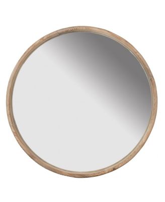 Круглое деревянное настенное зеркало LAOTIES 28" Rustic Round Wood Mirror