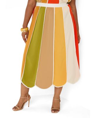 Ashley Stewart Женская юбка миди в полоску Plus Size