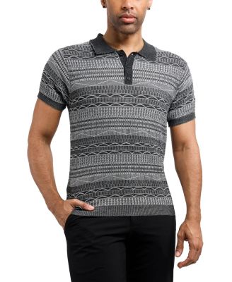 XRAY Men's Allover Jacquard Sweater Polo