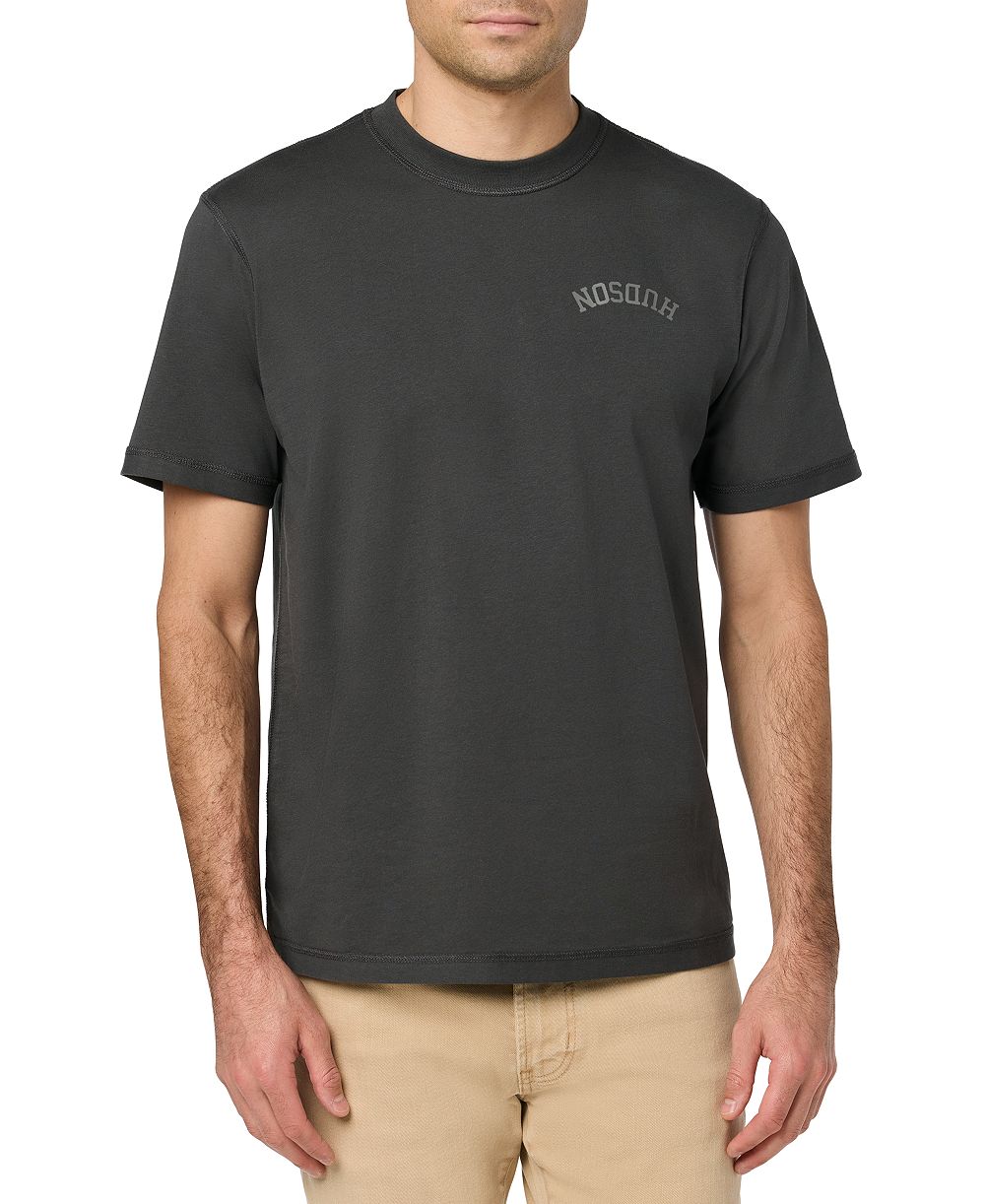 Hudson Jeans Men's Chest Logo Graphic Detail Crewneck T-Shirt