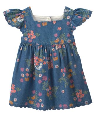 Osh Kosh Baby Girls' Floral Denim Short-Sleeve Dress and Bloomers, 2-Piece Set