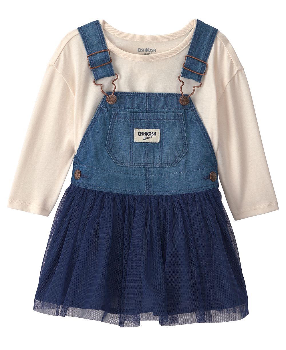 Oshkosh B'Gosh Baby Girls' Long-Sleeve Top and Chambray Skirtall, 2-Piece Set