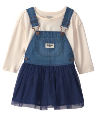 Osh Kosh комплект из топа с длинным рукавом и юбки из денима для девочек