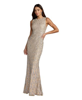 Женское вечернее платье Mac Duggal Pleated Metallic Flutter Sleeve A Line Gown