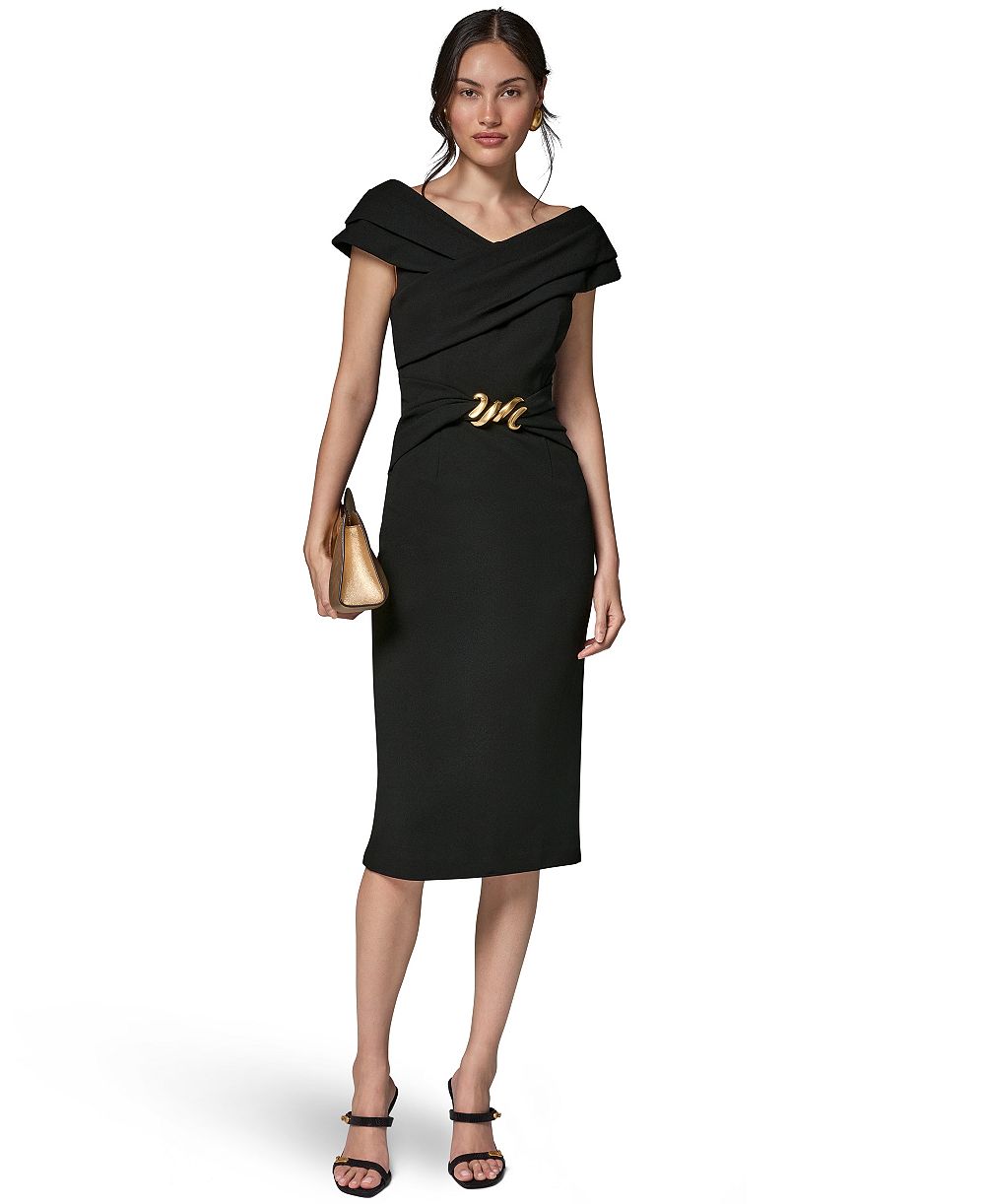 Donna Karan New York Женское платье миди Portrait Neck