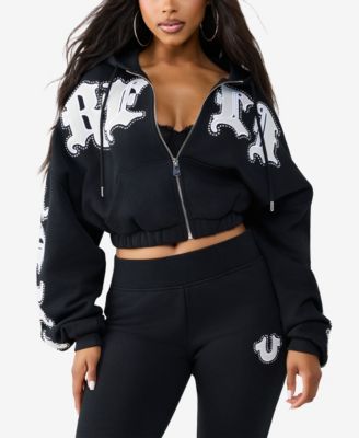Женское худи True Religion Crystal Patched Relaxed Zip