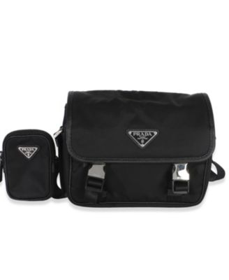Pre-Owned Prada черный рюкзак-мессенджер из материала Re-Nylon с двойной пряжкой Saffiano