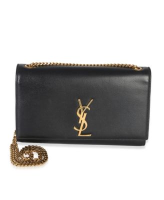 Б/у сумка Saint Laurent Medium Kate Chain из черной кожи Grain De Poudre с цепочкой