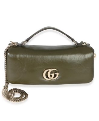 Pre-Owned Gucci Green Lambskin GG Milano Small Top Handle Shoulder Bag